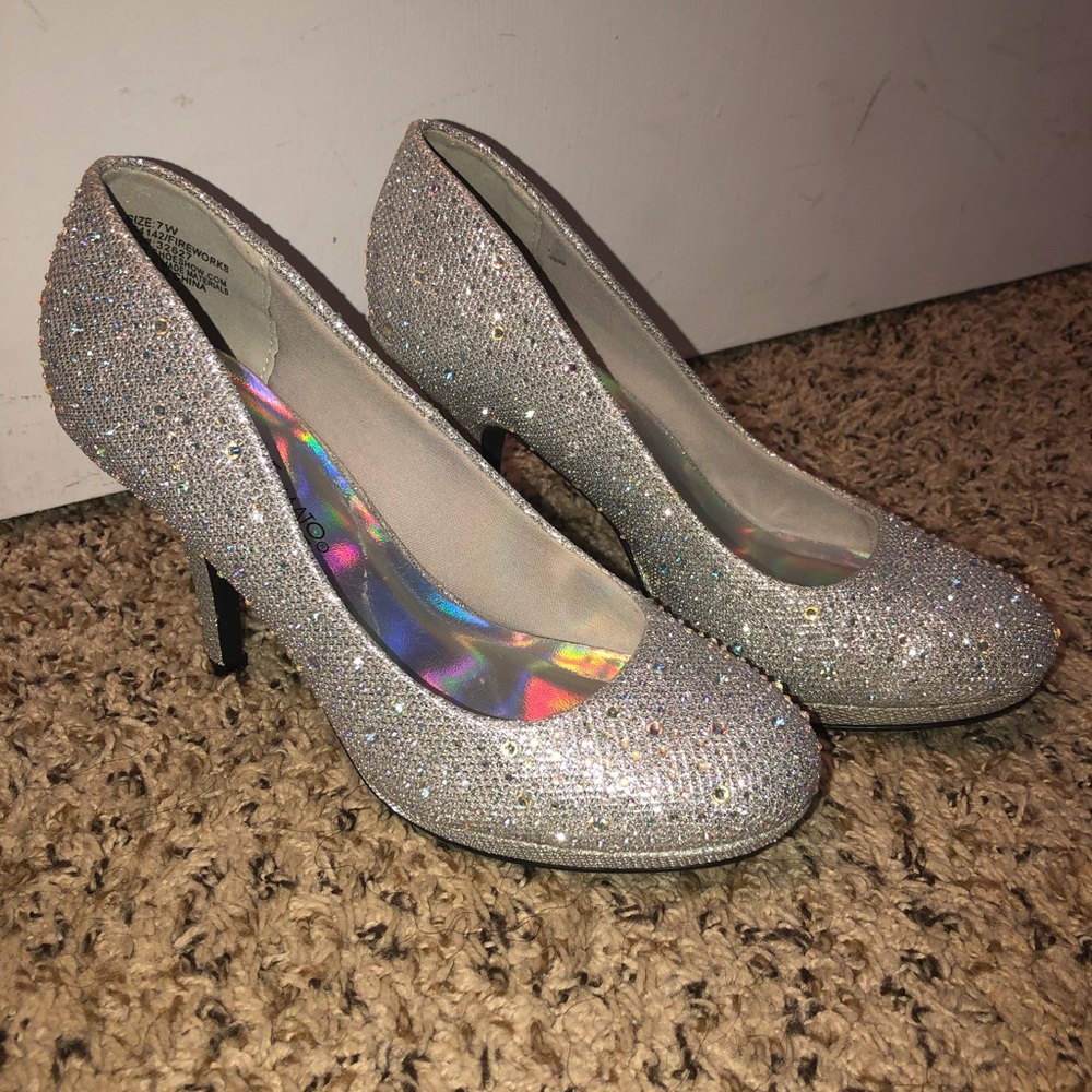 Silver Glitter Heels
